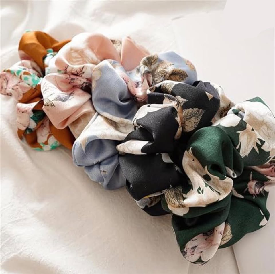 PACK OF 12 - Printed Hair Scrunchies