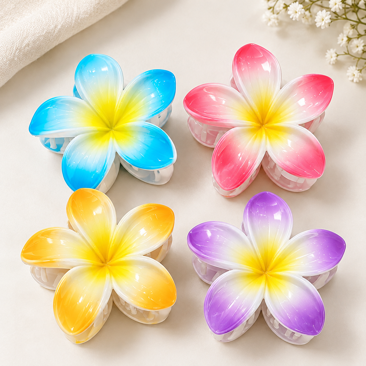 Pack of 4 Flower Hair Claw Clip !