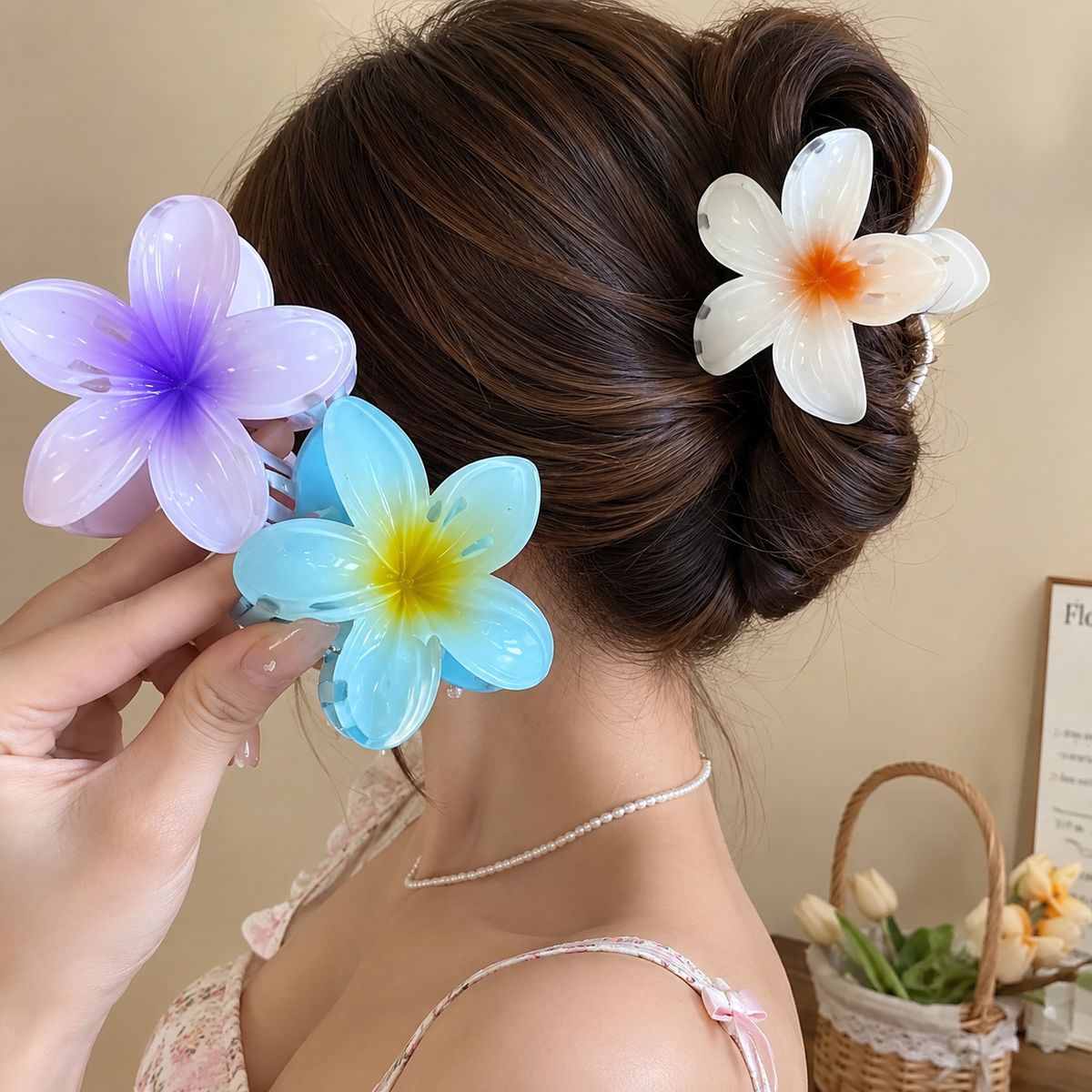 Pack of 4 - Flower Hair Claw Clip
