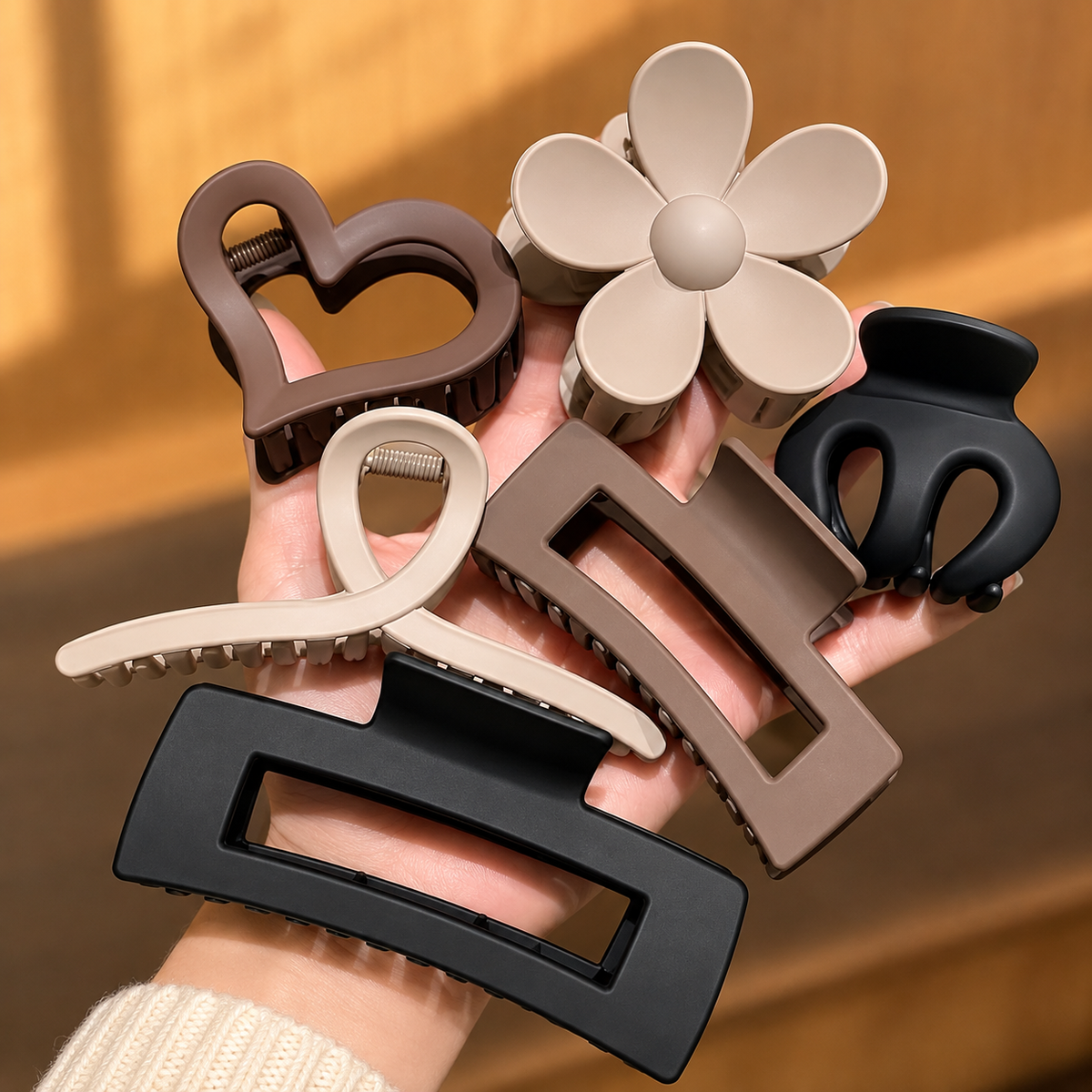Pack of 6- Korean Style Hair Claw Clips