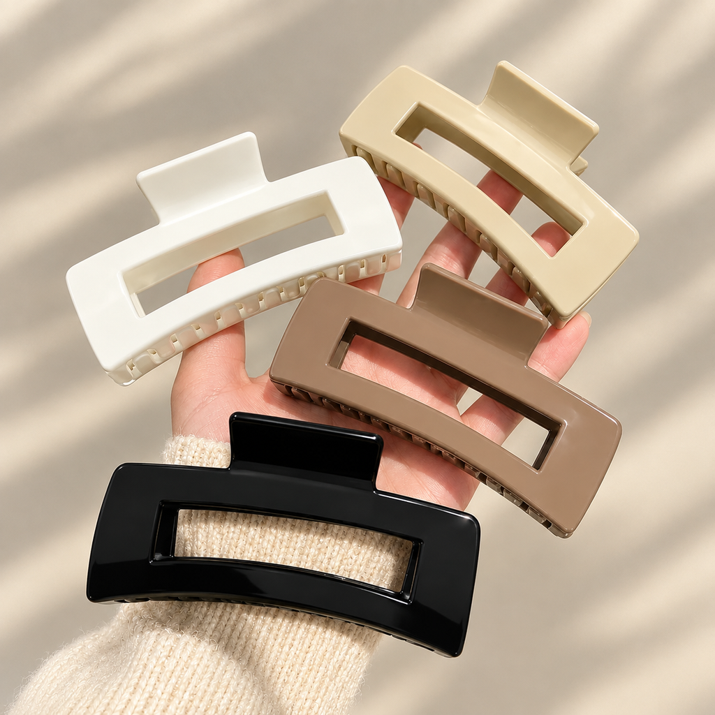 4-Piece Flat Rectangle Hair Claw Clips